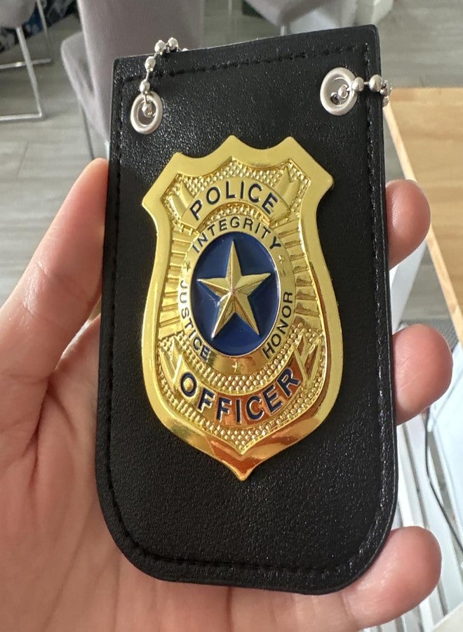Finduat Police Badge with Chain and Belt Clip, Detective Role Play Costume Accessory, Gold - Image 3